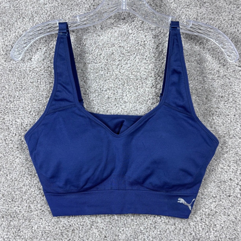Puma Womens Seamless Sports Bra Royal Blue Adjustable‎ Straps Size S